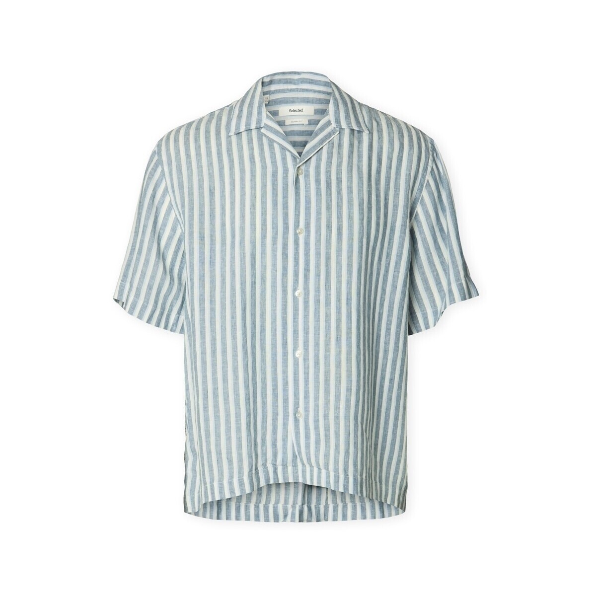 Selected  RlxKylian Linen Shirt - Blue Mirage/Blue White  Modrá