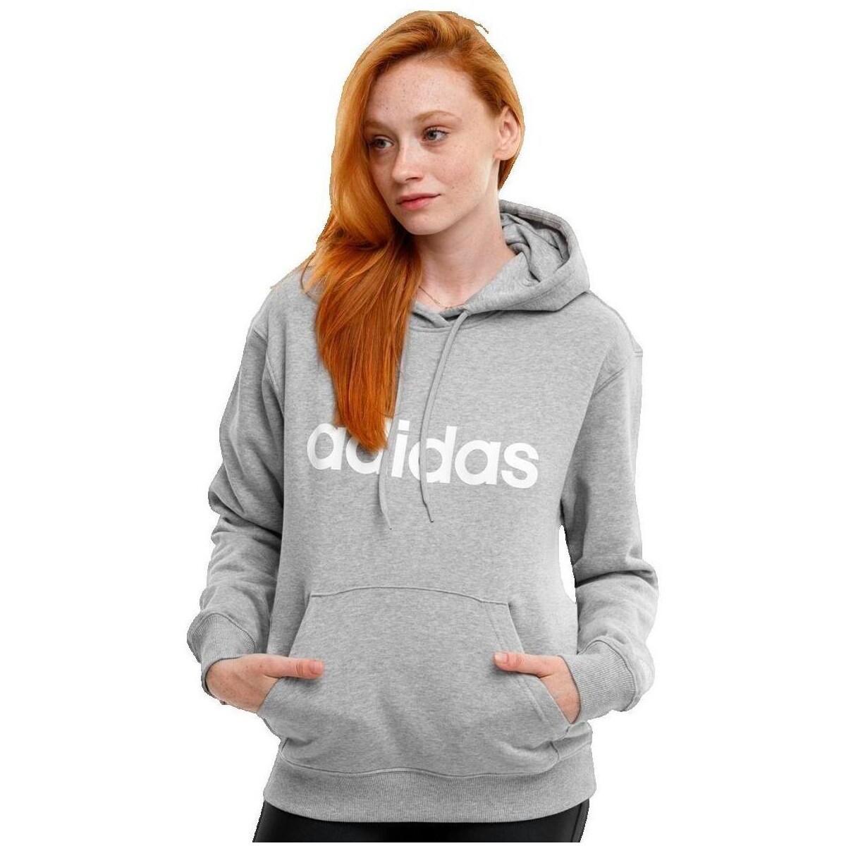 adidas  Sweat à capuche  Essentials Linear W gris  Šedá