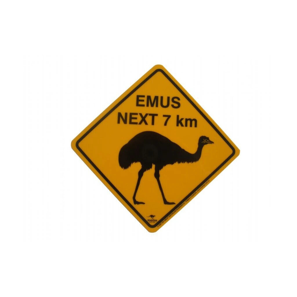 Cedule 19x19 cm Roadsign Australia EMUS NEXT 7 KM - žlutá