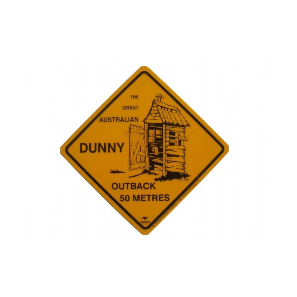 Cedule 19x19 cm Roadsign Australia DUNNY OUTBACK 50 METRES - žlutá
