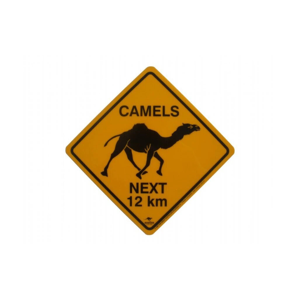 Cedule 19x19 cm Roadsign Australia CAMELS NEXT 7 KM - žlutá