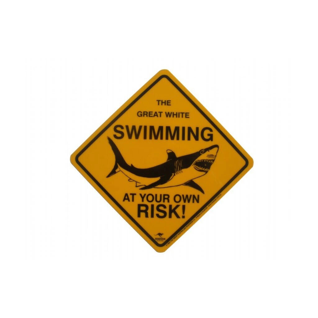 Cedule 38x38 cm Roadsign Australia SWIMMING AT YOUR OWN RISK - žlutá
