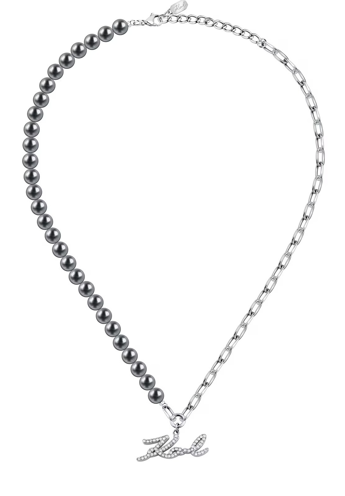 Karl Lagerfeld Fashion náhrdelník s černými perlami Pearl KLAYR02