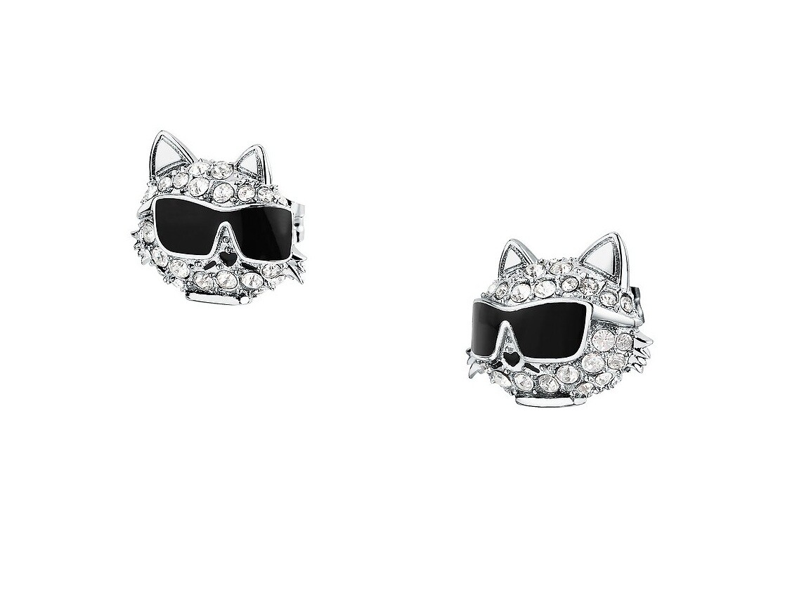 Karl Lagerfeld Ikonické náušnice s krystaly Choupette Charms KLAYD21