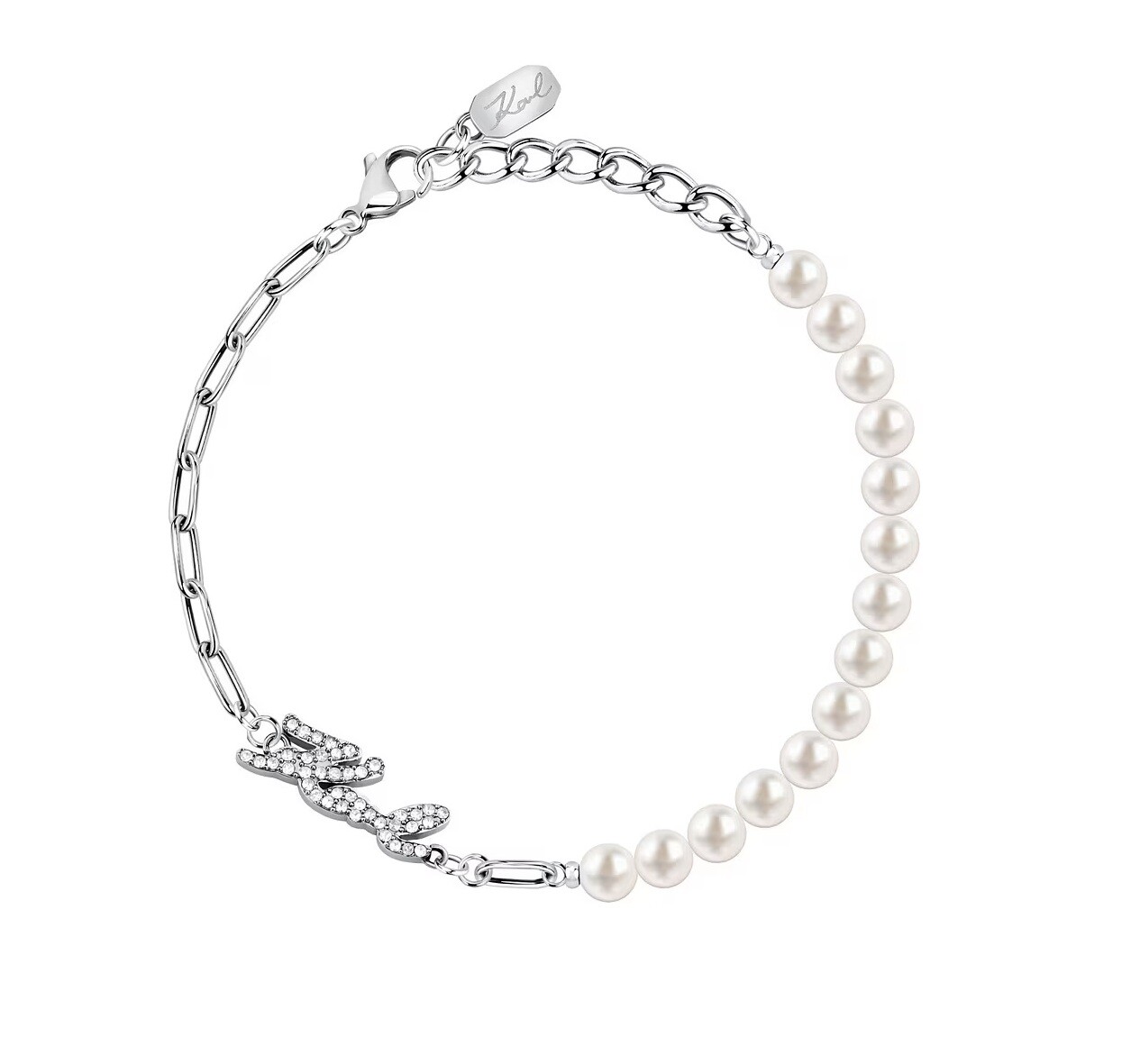Karl Lagerfeld Elegantní náramek se syntetickými perlami Pearl KLAYR08