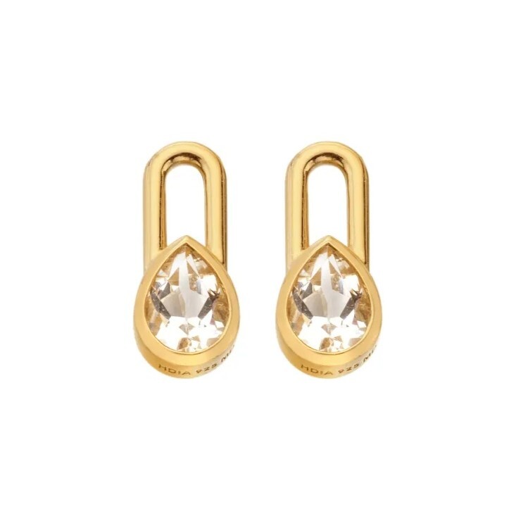 Hot Diamonds Pozlacené náušnice s diamanty a topazy Solitaire DE880