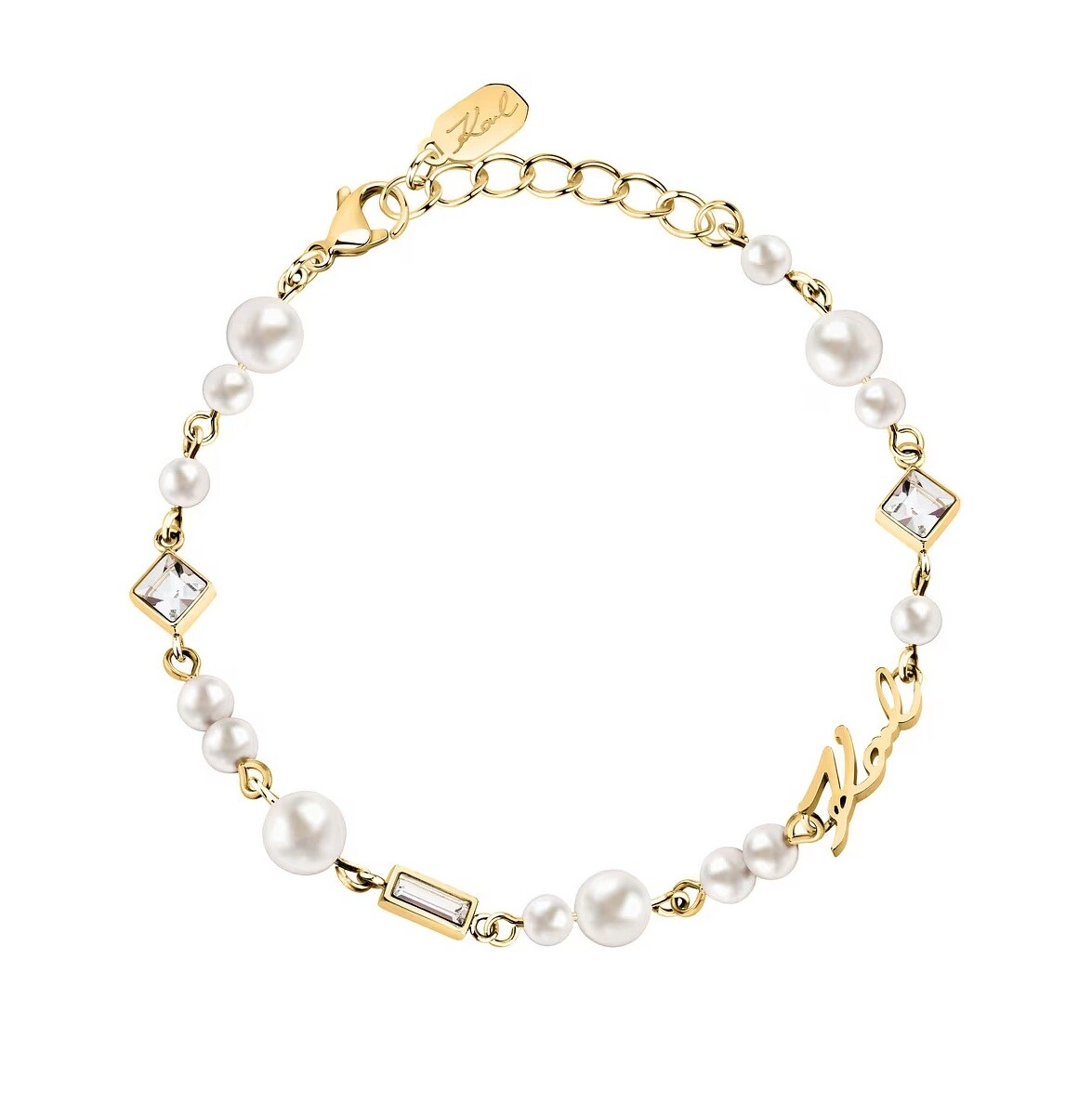 Karl Lagerfeld Elegantní náramek s perlami a krystaly Pearl KLAYR19