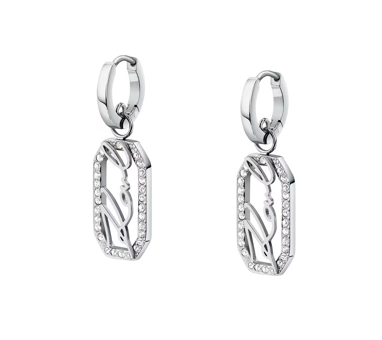 Karl Lagerfeld Fashion visací náušnice z oceli Crystals KLAYC46