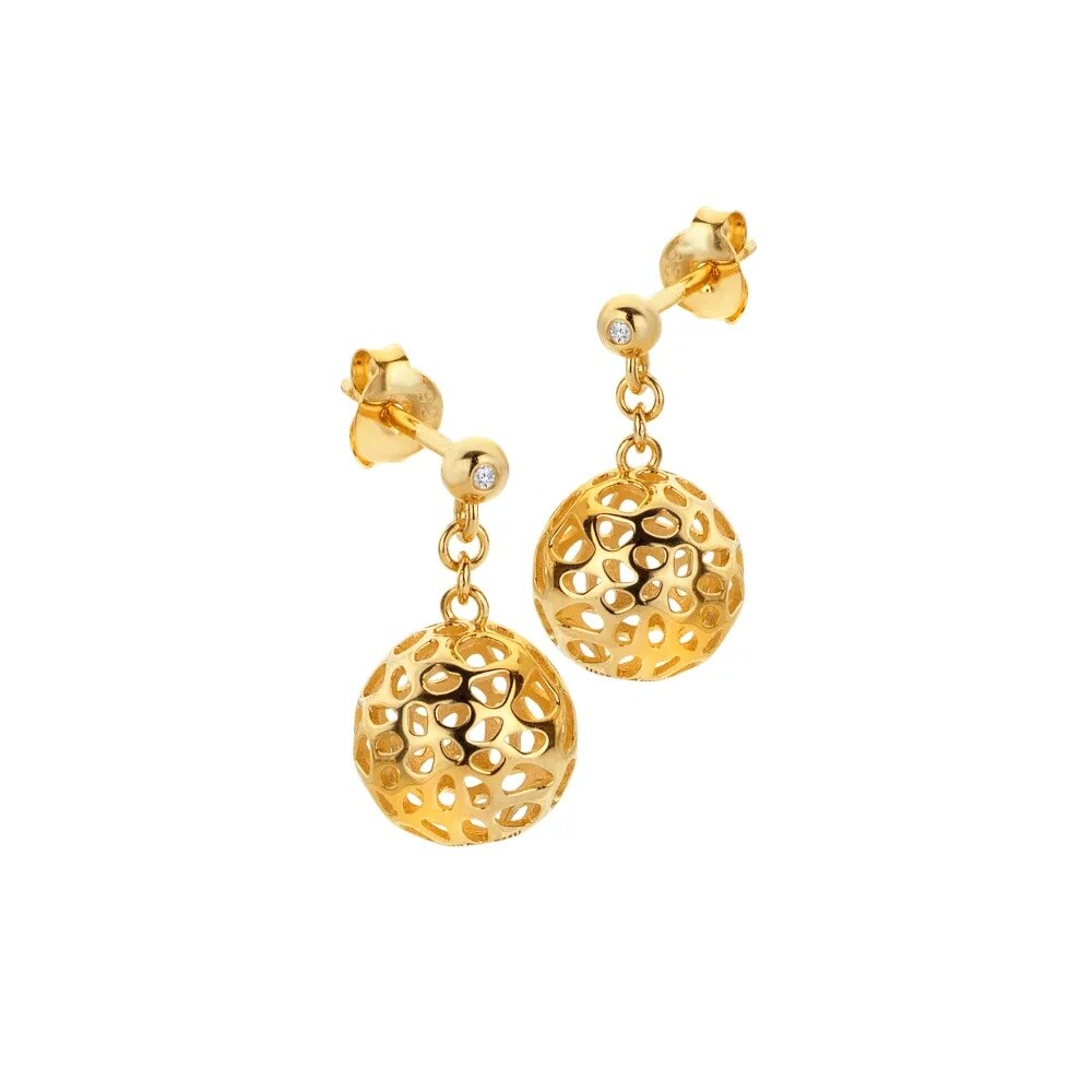 Hot Diamonds Originální pozlacené náušnice s diamanty Orb DE884