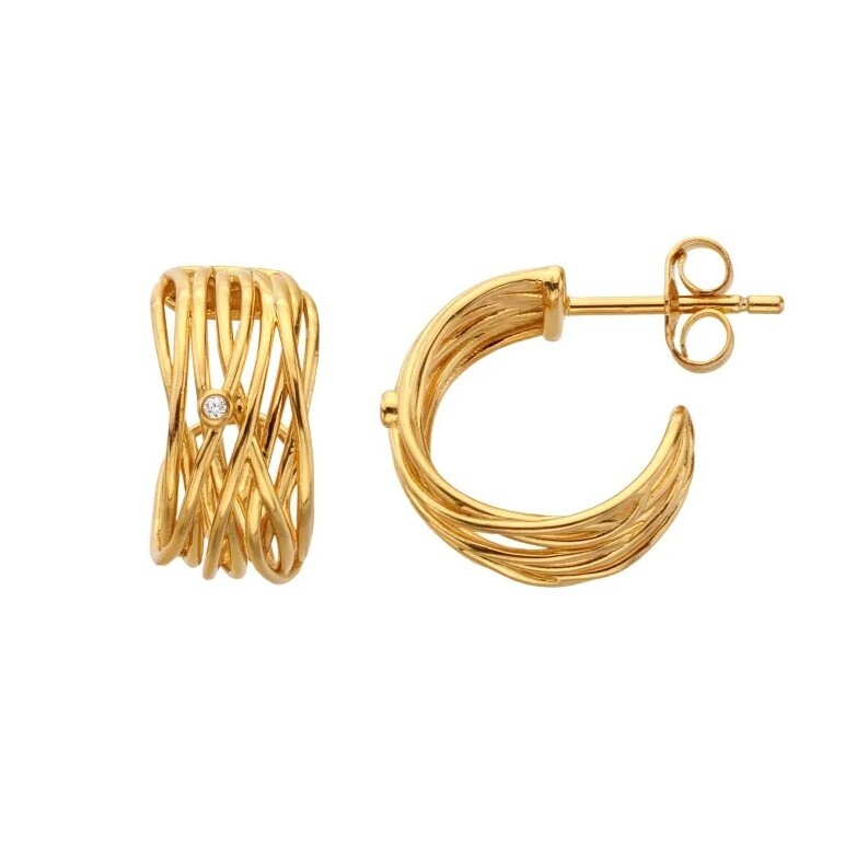 Hot Diamonds Pozlacené stříbrné náušnice String DE896