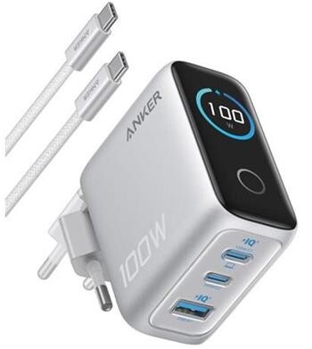 Nabíječka do sítě Anker 100W, 2xUSB-C, 1xUSB stříbrná