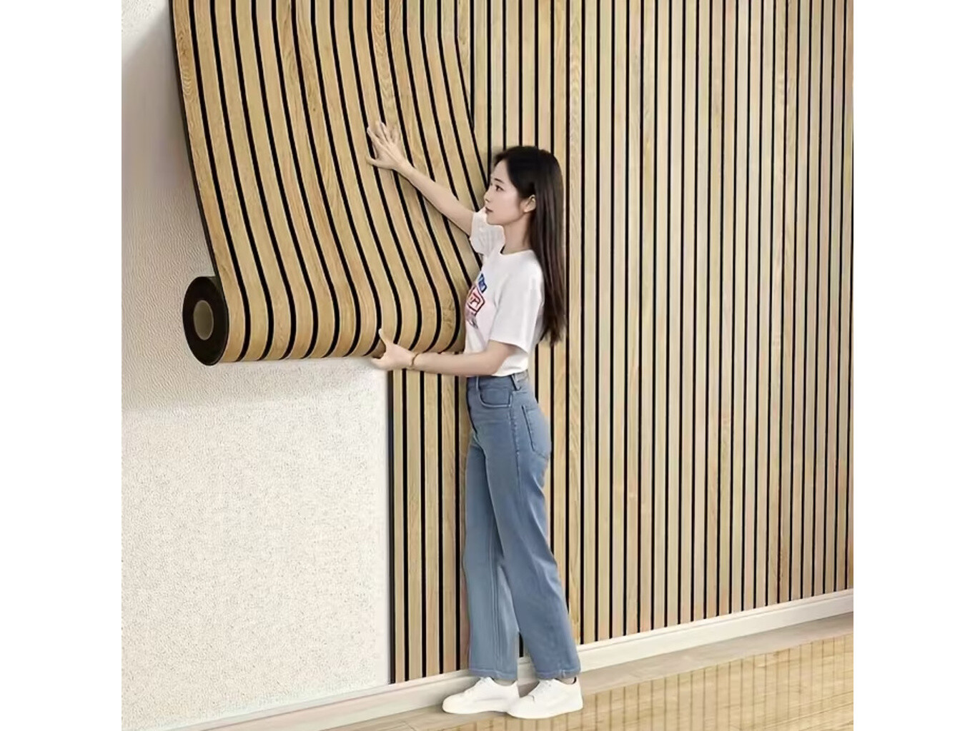 Samolepící 3D tapeta imitace lamely 60 x 300 cm