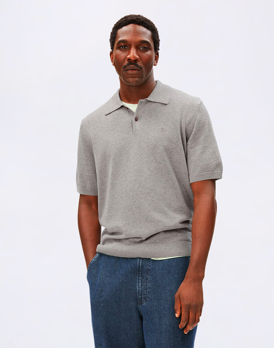 Armedangels Shortsleeve Knit Poloshirt silver melange M