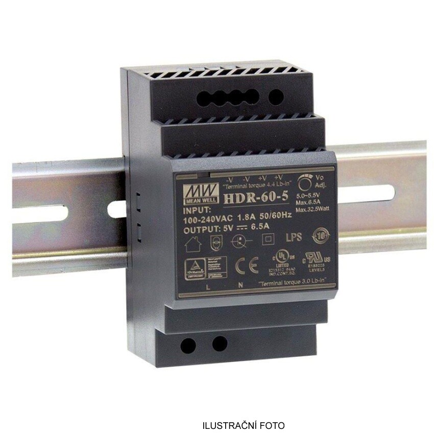 MEAN WELL HDR-60-24 zdroj 60W 230V/24V DC trafo na DIN lištu /93043/