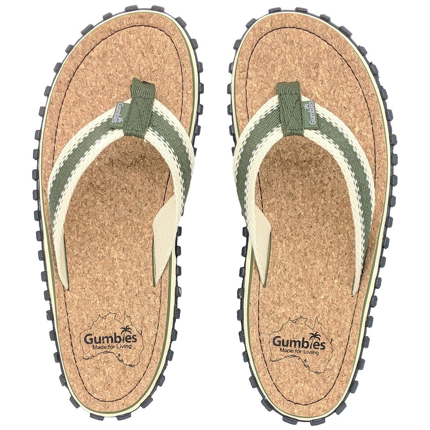 Žabky Gumbies Corker Natural Cork - Khaki Velikost bot (EU): 42 / Barva: zelená