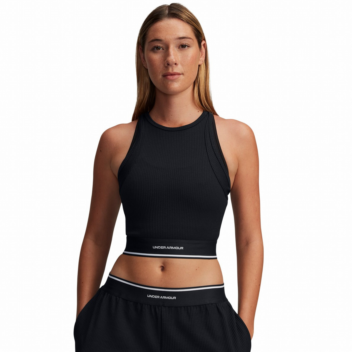Dámský top Under Armour Meridian Rib Branded Tank Velikost: S / Barva: černá