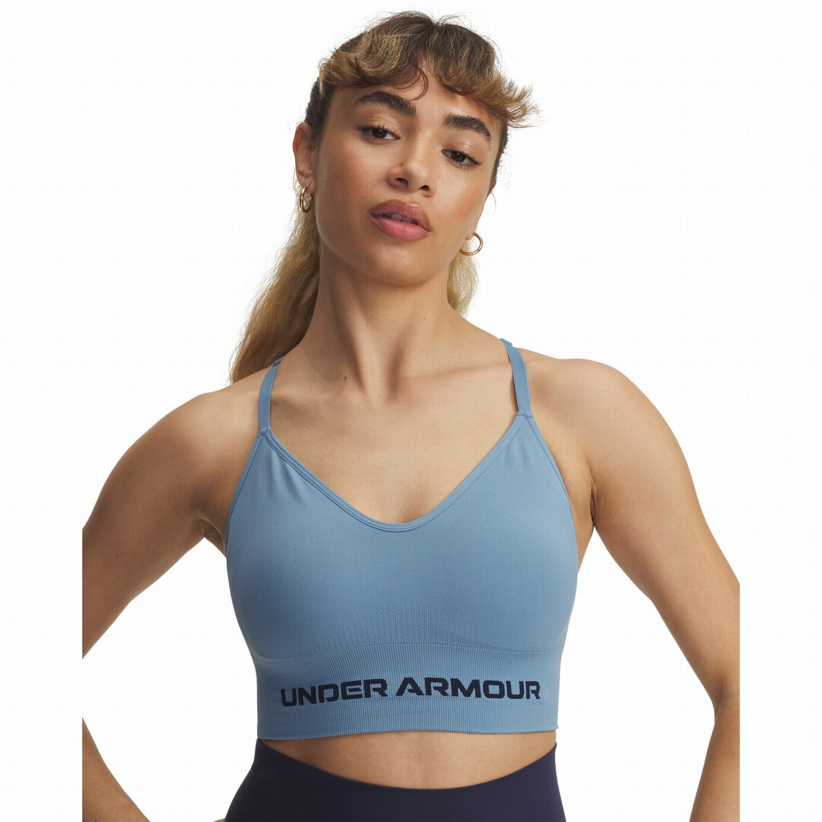 Sportovní podprsenka Under Armour Vanish Seamless Low Bra Velikost podprsenky: S / Barva: modrá/šedá