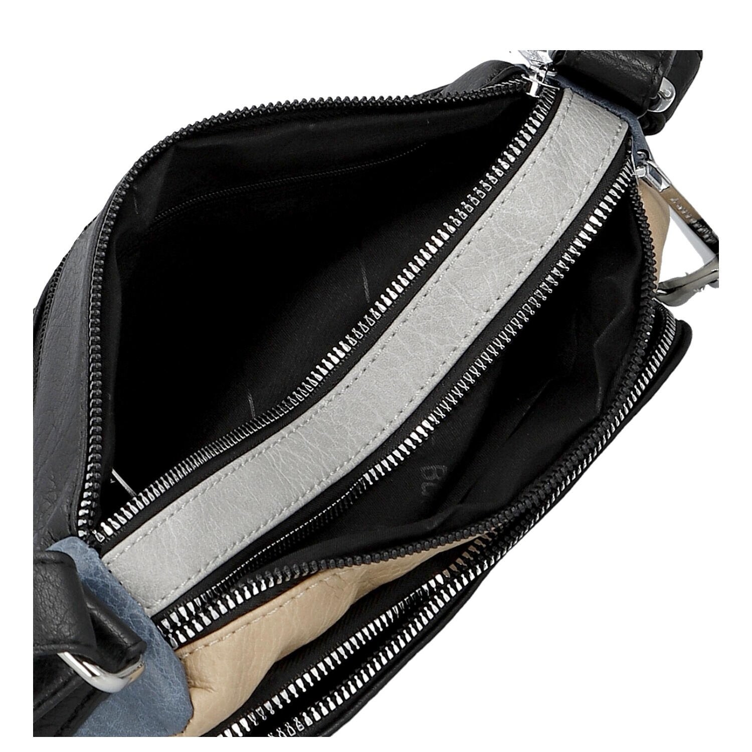 Trendy dámská koženková crossbody kabelka Vanda, černo-béžová