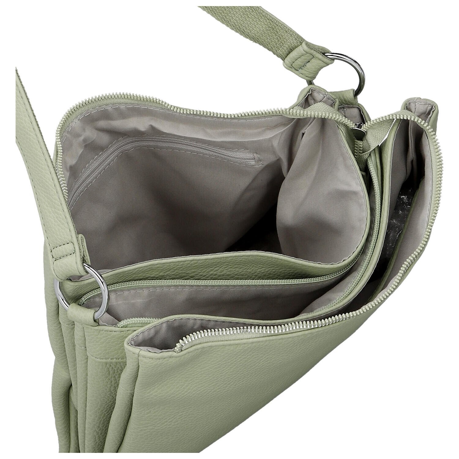 Stylová dámská koženková crossbody kabelka Cindra, světle zelená