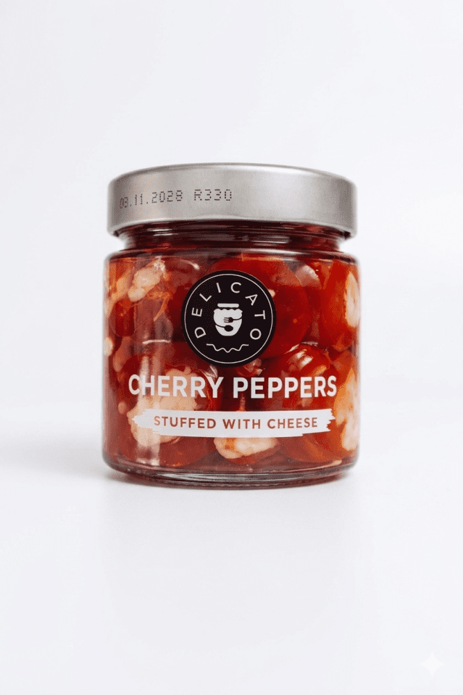 DelicatoFood Sladké třešňové papričky s krémovým sýrem 190 g
