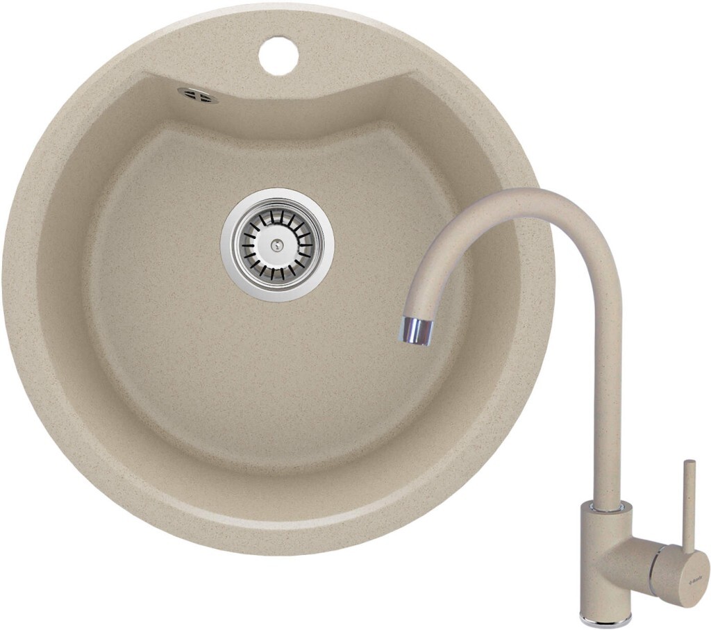 DEANTE Solis sandy Granitový dřez včetně baterie, 1 bowl ZRSB7803