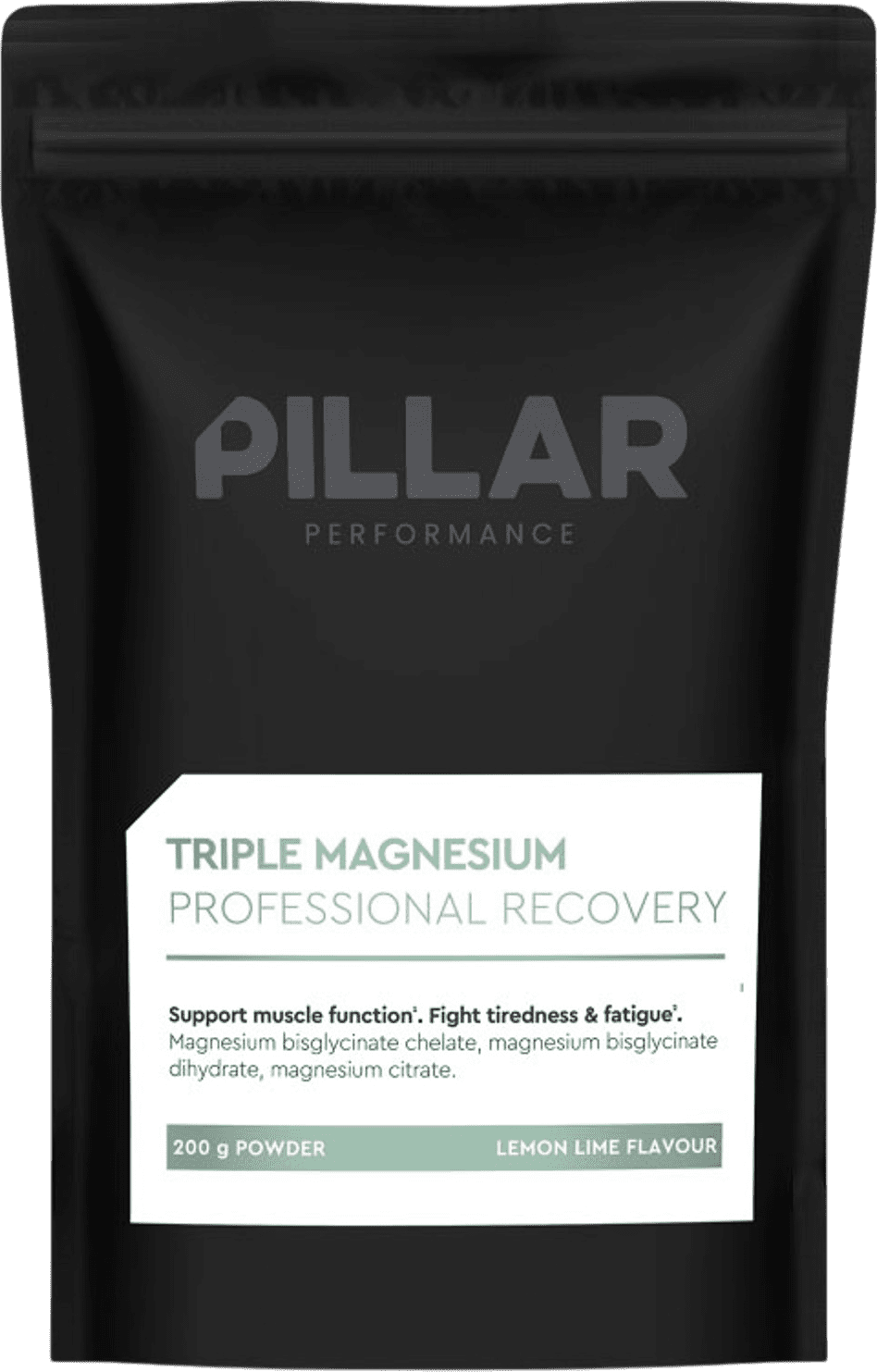 Vitamíny a minerály Pillar Performance Triple Magnesium Professional Recovery Powder Lemon Lime - Pouch (200g)