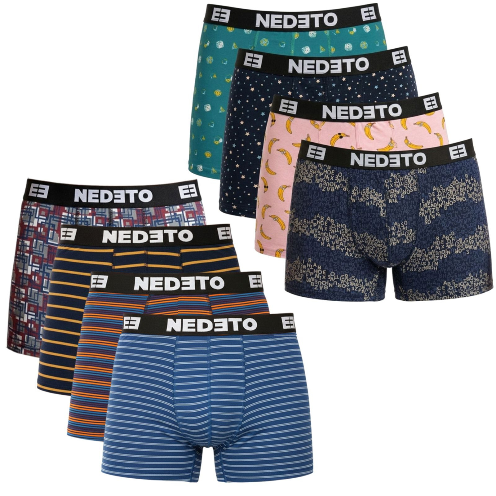 8PACK pánské boxerky Nedeto vícebarevné (8NBV4) L, trenky / trenýrky