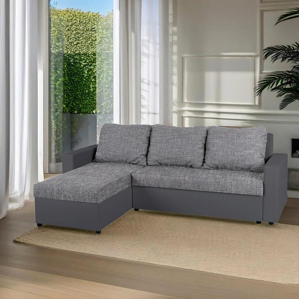 P & B ROHOVÁ SEDAČKA, textil, kompozitní dřevo, šedá