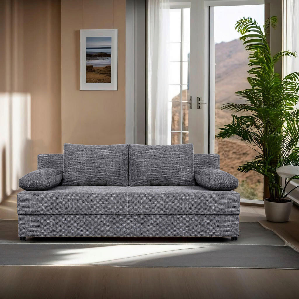P & B ROZKLÁDACÍ POHOVKA, textil, kompozitní dřevo, šedá