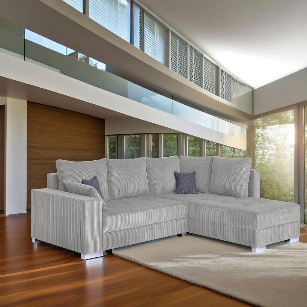 P & B ROHOVÁ SEDAČKA, textil, kompozitní dřevo, šedohnědá