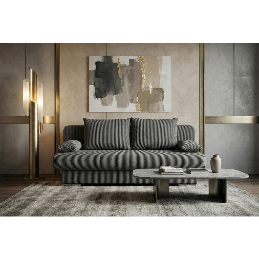 P & B ROZKLÁDACÍ POHOVKA, textil, kompozitní dřevo, tmavě šedá