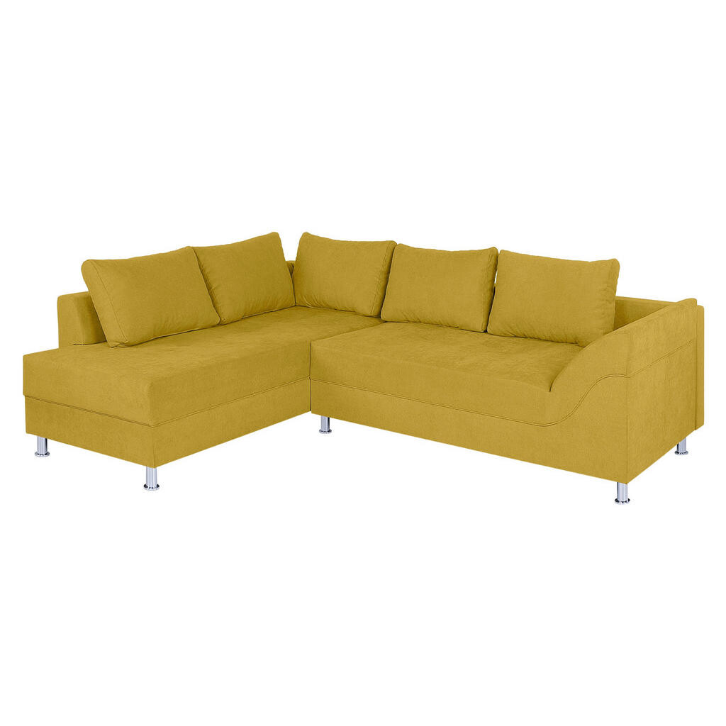 P & B ROHOVÁ SEDAČKA, textil, kompozitní dřevo, žlutá