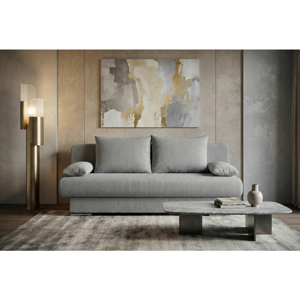P & B ROZKLÁDACÍ POHOVKA, textil, kompozitní dřevo, světle šedá
