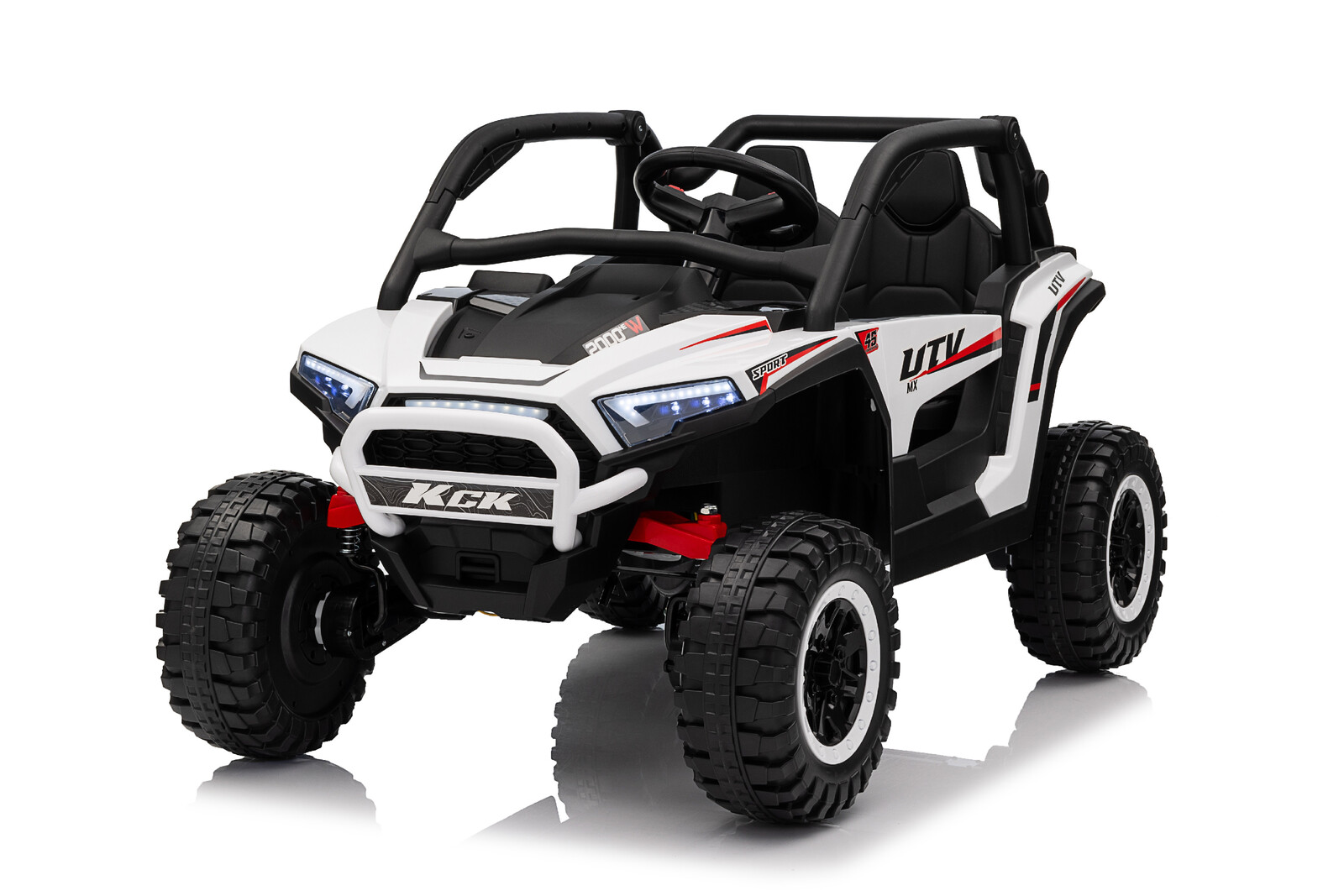Mamido Elektrické autíčko Buggy UTV KCK 4x4 bílé 24V | 800W | 50 kg | EVA | LED | 2,4Ghz | ECO kůže