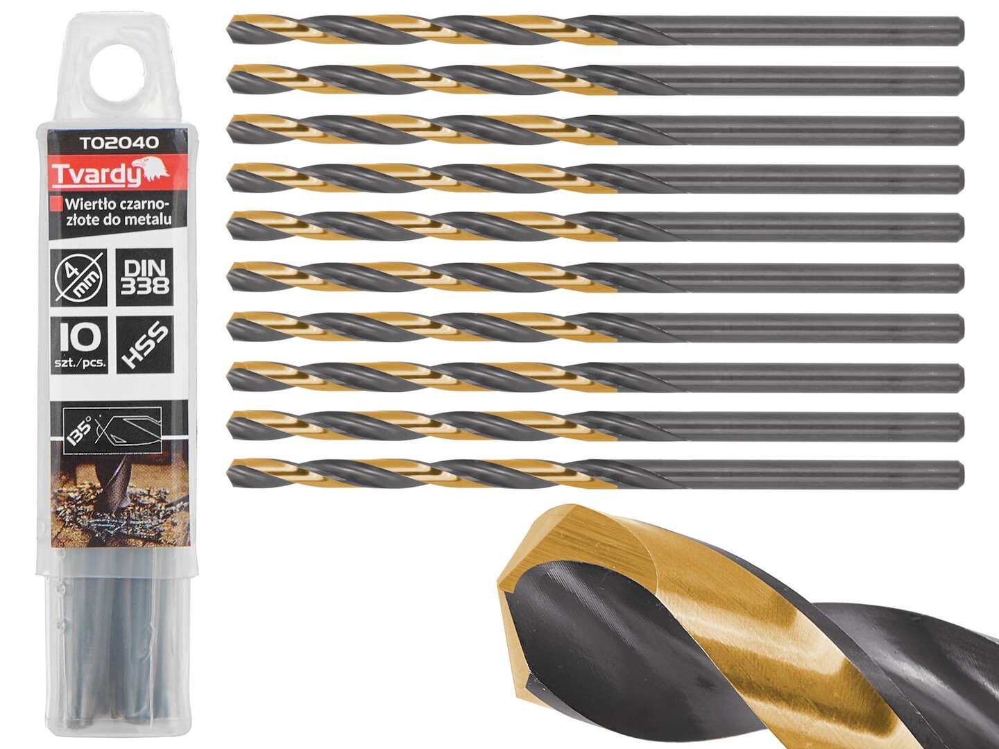 GEKO HSS 4,00 mm černý a zlatý kovový spirálový vrták