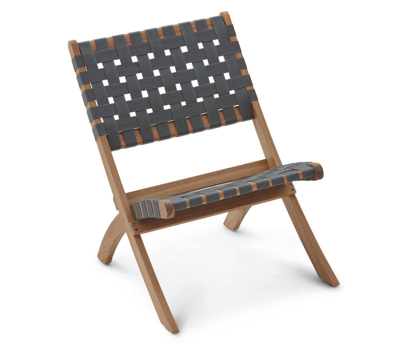 Tchibo - Skládací zahradní křeslo s pásovým výpletem - barva: šedá
