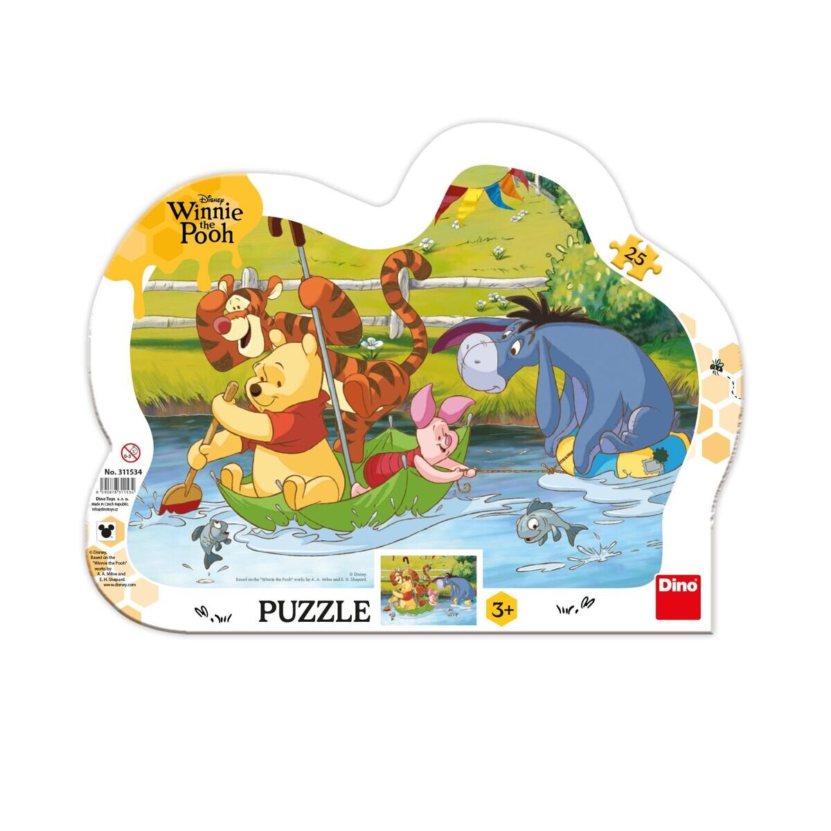 Dino Medvídek Pú na plavbě Puzzle 25 dílků kontura