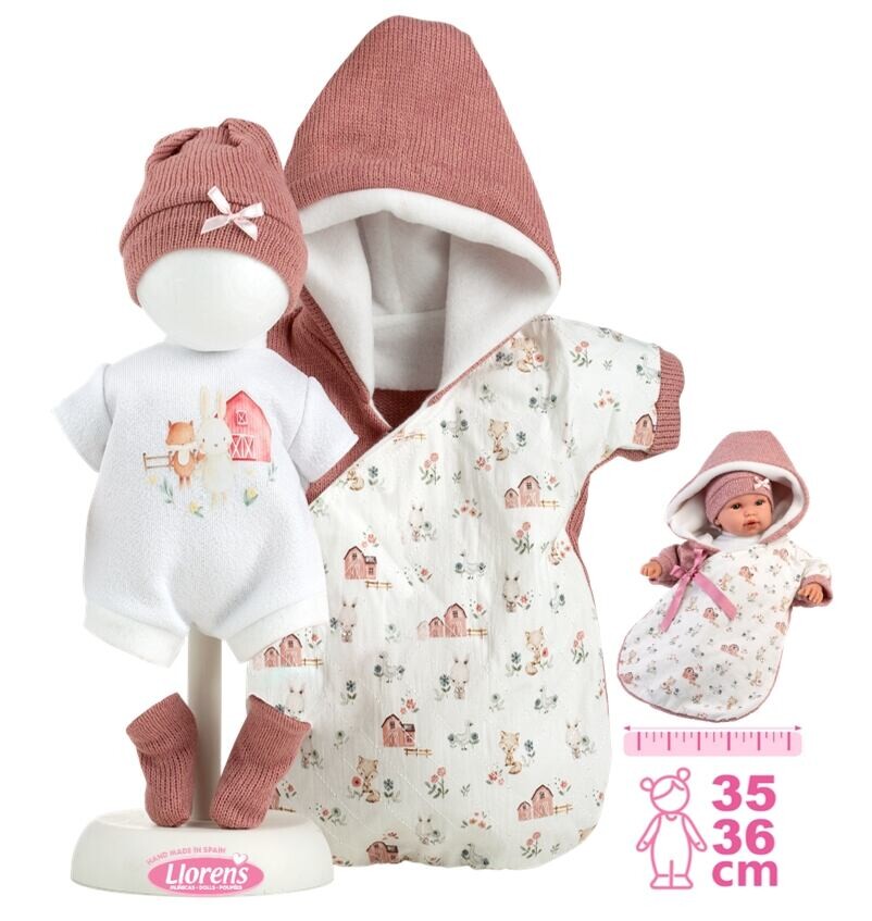 Llorens M636-50 Obleček pro panenku miminko NEW BORN velikosti 35-36 cm s doplňky