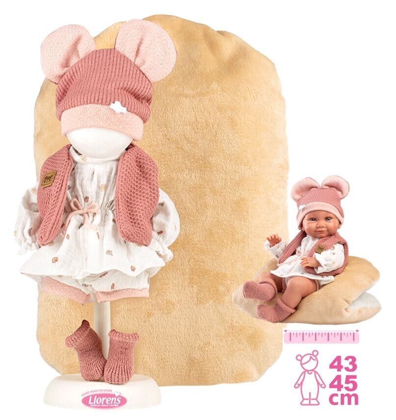 Llorens M738-16 Obleček pro panenku miminko NEW BORN velikosti 40-42 cm s doplňky