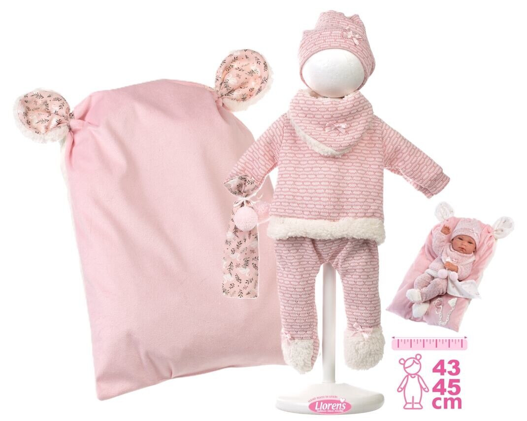 Llorens M738-60 Obleček pro panenku miminko NEW BORN velikosti 40-42 cm s doplňky