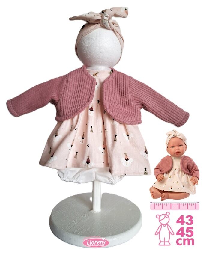 Llorens M844-006 Obleček pro panenku miminko NEW BORN velikosti 43-45 cm
