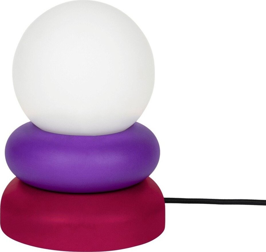 Červená/fialová stolní lampa z masivního dřeva se skleněným stínidlem (výška 24 cm) Otem – noo.ma