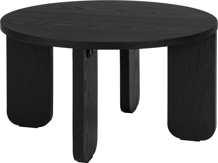 Černý kulatý konferenční stolek s deskou v dubovém dekoru ø 55 cm Kuvu – noo.ma