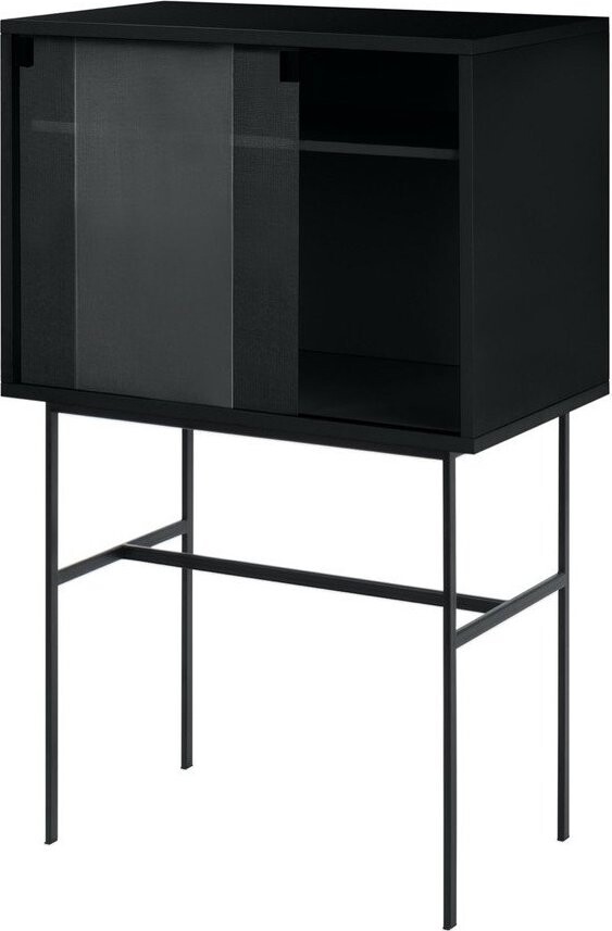 Černá vitrína s posuvnými dveřmi 70x109x40 cm Lekko – noo.ma
