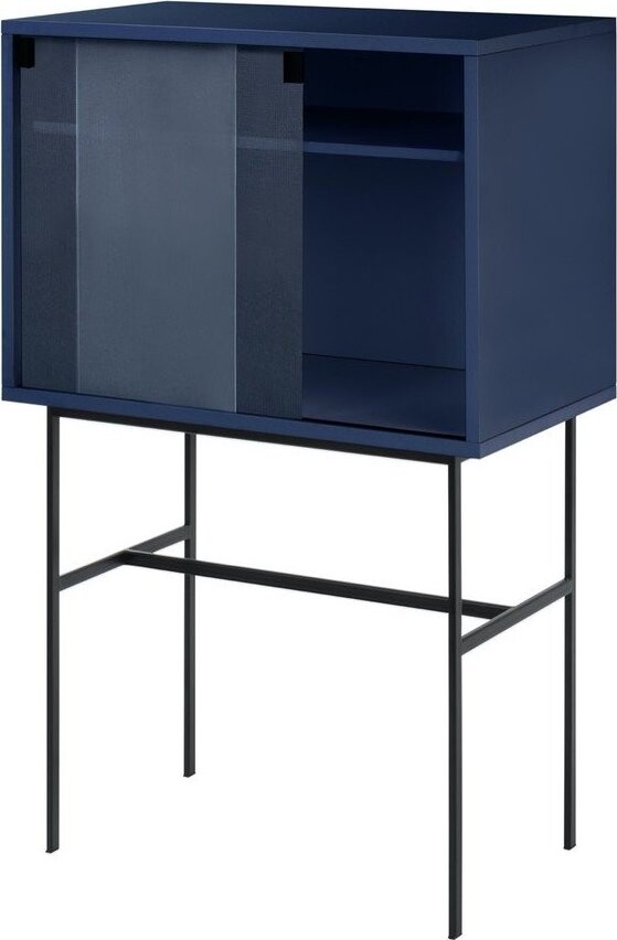 Tmavě modrá vitrína s posuvnými dveřmi 70x109x40 cm Lekko – noo.ma
