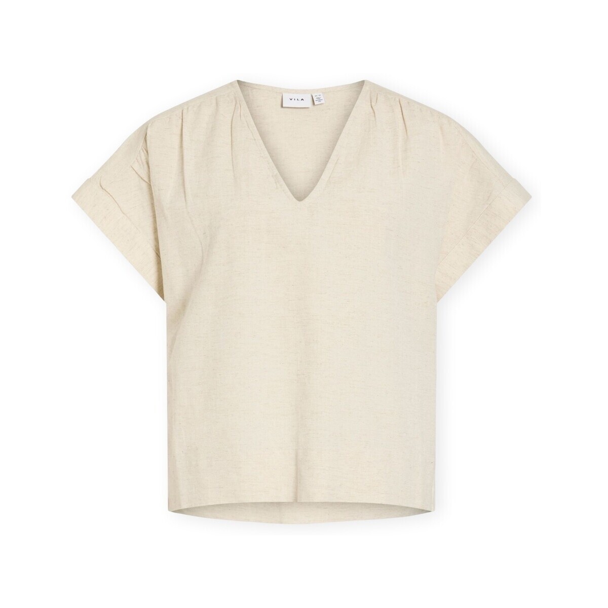Vila  Top Prisilla V-Neck - Super Light Natural Melange  Béžová