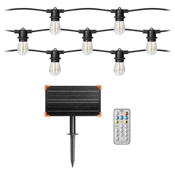 Solární girlanda VIRONE LG-4/15M/E27/15m, IP44, 15x LED E27, 0,1W, 3000K