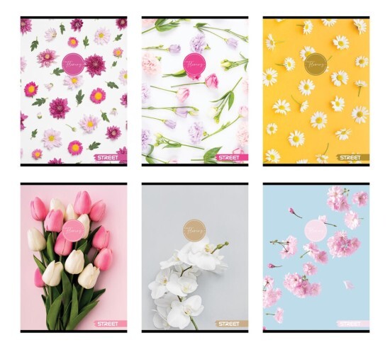 STREET Školní sešit 450 - Flowers - A4, čistý, 54 listů