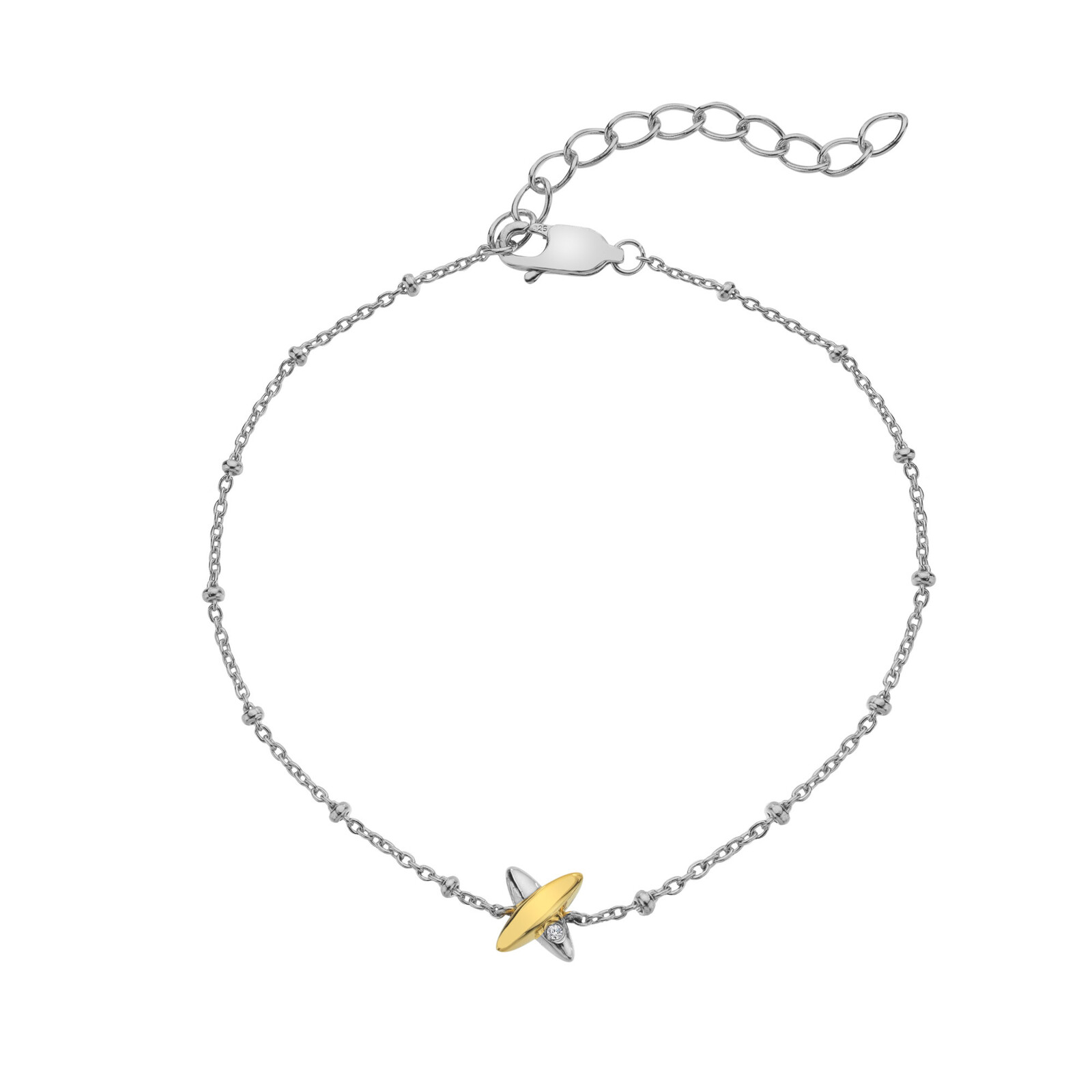 Hot Diamonds Stříbrný bicolor náramek s pravým diamantem Coupled DL716