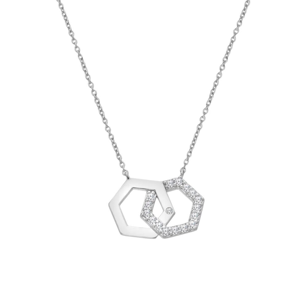 Hot Diamonds Stříbrný náhrdelník s diamantem a topazy Hexagon DN230
